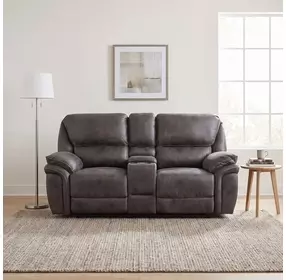 Proctor Gray Double Glider 80" Reclining Console Loveseat