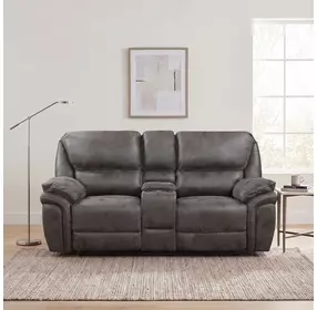 Proctor Gray Double 80" Power Reclining Console Loveseat