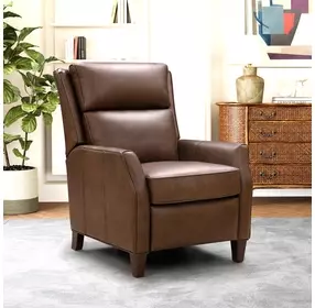 Pryce Oasis Walnut Leather Push Thru The Arms Recliner