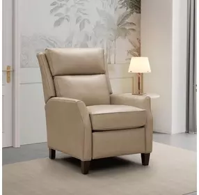 Pryce Cashmere Stone Leather Power Recliner with Power Headrest and USB Charging