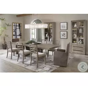 Sleek Minimal Beige Performance Fabric Ladder Back Dining Chair Set Of 2