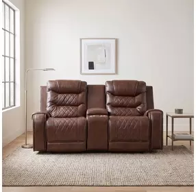 Putnam Brown 78" Double Glider Reclining Loveseat