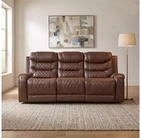 Putnam Brown 87" Power Double Reclining Sofa