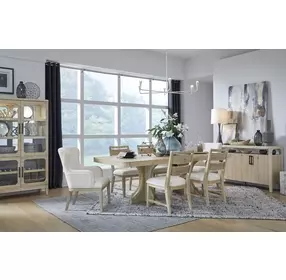 Greenvale Butternut 4 Door Glass Top Sideboard