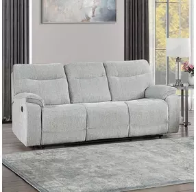 Chablis Mist Gray 86" Reclining Sofa with USB Charging