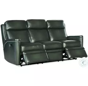Hamilton Green Leather Power Reclining Sofa with Power Headrest