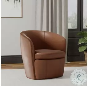 Barolo Vintage Whiskey Italian Leather Swivel Club Chair