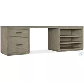 Blue Ridge Soft Smoked Gray 96" Home Office Set with One File and Open Desk Cabinet