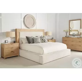Garrison Washed Oak And Catalina Parchment Upholstered California King Platform Bed