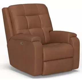 Arlo Brown Leather Triple Power Rocker Recliner with USB Charging