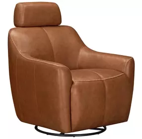 Milanoir Renaissance Cinnamon Leather Upholstered Swivel Gliding Accent Chair