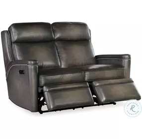 Hamilton Grey Leather Power Reclining Loveseat with Power Headrest