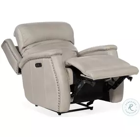 Rhea Sahara Ash Leather Zero Gravity Power Recliner With Power Headrest