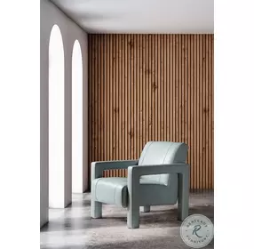 Covette Amani Arctic Blue Leather Accent Chair