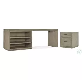 Linville Falls Soft Smoked Gray 84" Desk with Open Desk Cabinet