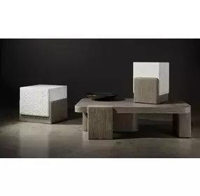 Monolith Puma and Millstone Square Faux Stone Accent Table