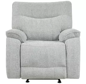 Chablis Mist Gray Glider Recliner with Heat and Massage