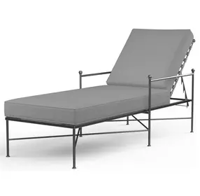 Provence Canvas Granite 79" Outdoor Chaise Lounge with Self Welt