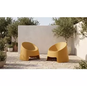 Nolla Yellow Outdoor Accent Chair Set of 2