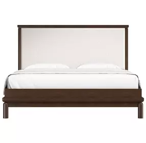 Verge Handcrafted Walnut and Cream Upholstered Panel Bedroom Set