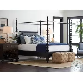 Kingstown Deep Rich Black Sovereign Queen Poster Canopy Bed