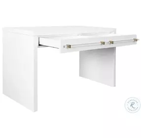 Ralph White Lacquer Waterfall 2 Drawer Desk