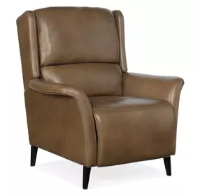 Deacon Rogue Walnut Leather Power Recliner With Power Headrest
