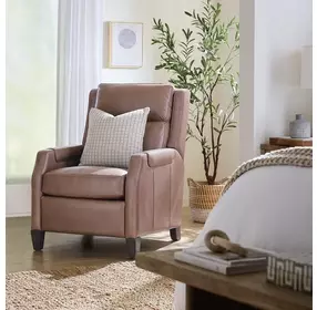 Chesterfield Light Mocha Leather Power Recliner with Power Headrest