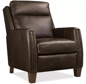 Jacklyn Brown Power Recliner with USB Charging and Nailhead Trim