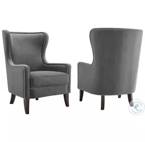 Rosco Charcoal Wingback Velvet Accent Chair