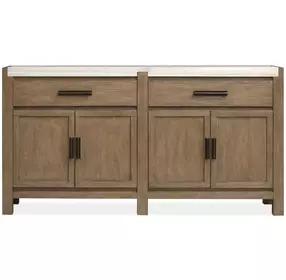 Plum Creek Sierra Brown and White 4 Door Marble Top Sideboard