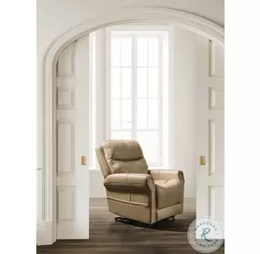 Carroll Sorrento Sand Leather Power Recliner with Power Headrest Lumbar And Lift