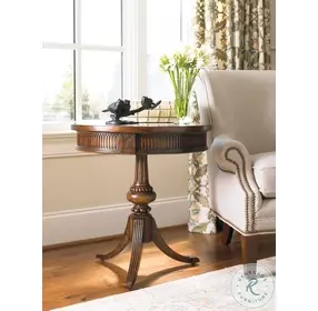 500-50-828 Walnut Round Pedestal Accent Table