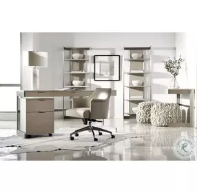 Tiemann Beige And Polished Stainless Steel Office Chair