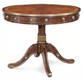 Replica Ramsey Mahogany and Gold Round Regency Library Centre Table