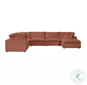 Cali Rust Performance Fabric Modular Large Chaise Sectional