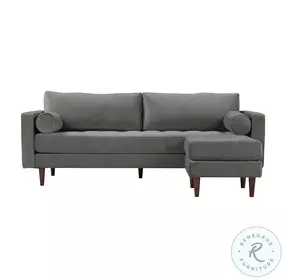 Cave Ash Gray Velvet 2 Piece Sectional