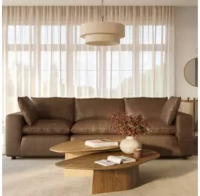 Cali Cognac Brown Leather Modular 120" Sofa