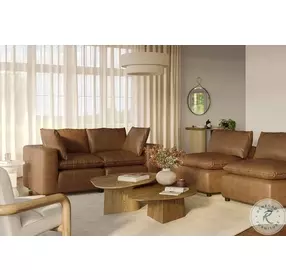 Cali Cognac Brown Leather Modular Loveseat