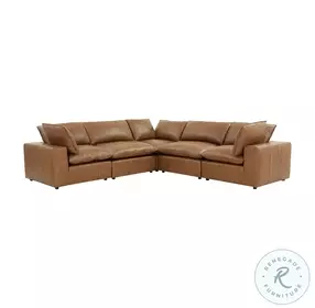 Cali Cognac Brown Leather Modular L-Sectional