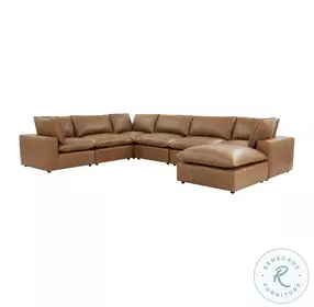 Cali Cognac Brown Leather Modular Large Chaise Sectional