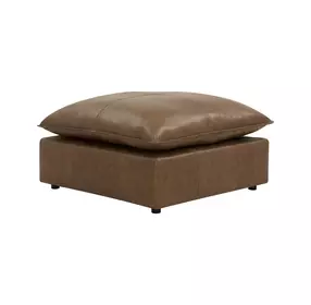 Cali Cognac Brown Leather Ottoman