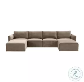 Willow Taupe Velvet Modular U Sectional