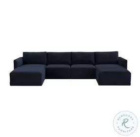 Willow Navy Velvet Modular U Sectional