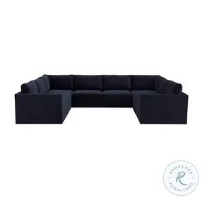 Willow Navy Velvet Modular Large U Sectional