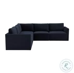Willow Navy Velvet Modular L Sectional