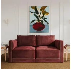 Willow Berry Red Velvet Modular 74" Loveseat