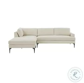 Serena Cream Velvet LAF Chaise Sectional with Black Legs