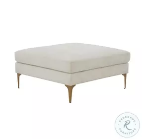Serena Cream Velvet Ottoman with Brass Legs