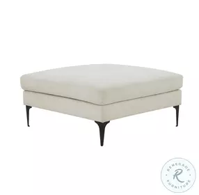 Serena Cream Velvet Ottoman with Black Legs